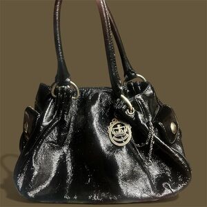 Vintage Juicy Couture Black Patent Leather Hobo Handbag 👜